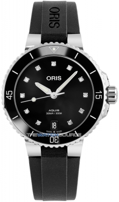 Buy this new Oris Aquis Date Diamonds 36.5mm 01 733 7731 4194-07 4 18 64FC midsize watch for the discount price of £1,572.00. UK Retailer.