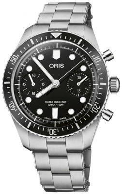 Buy this new Oris Divers Sixty-Five Chronograph 01 771 7791 4054-07 8 20 18 mens watch for the discount price of £2,946.00. UK Retailer.