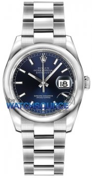 Buy this new Rolex Datejust 36mm Stainless Steel 116200 Blue Index Oyster midsize watch for the discount price of £5,903.00. UK Retailer.