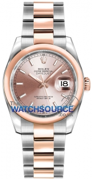 Buy this new Rolex Datejust 36mm Stainless Steel and Rose Gold 116201 Pink Index Oyster midsize watch for the discount price of £8,260.00. UK Retailer.