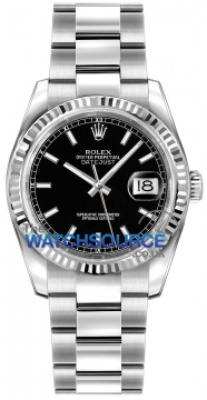 Buy this new Rolex Datejust 36mm Stainless Steel 116234 Black Index Oyster midsize watch for the discount price of £6,953.00. UK Retailer.