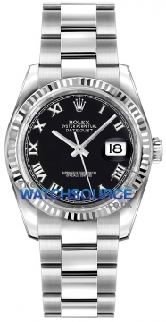 Buy this new Rolex Datejust 36mm Stainless Steel 116234 Black Roman Oyster midsize watch for the discount price of £6,953.00. UK Retailer.