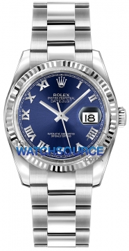 Buy this new Rolex Datejust 36mm Stainless Steel 116234 Blue Roman Oyster midsize watch for the discount price of £6,953.00. UK Retailer.