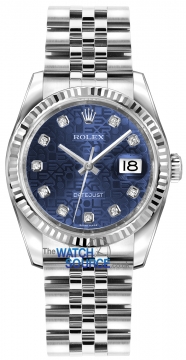 Buy this new Rolex Datejust 36mm Stainless Steel 116234 Jubilee Blue Diamond Jubilee midsize watch for the discount price of &pound;8,606.00. UK Retailer.