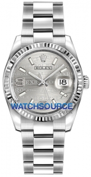 Buy this new Rolex Datejust 36mm Stainless Steel 116234 Rhodium Wave Oyster midsize watch for the discount price of £6,953.00. UK Retailer.