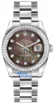 Buy this new Rolex Datejust 36mm Stainless Steel 116244 Black MOP Diamond Oyster ladies watch for the discount price of £16,324.00. UK Retailer.