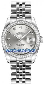 Buy this new Rolex Datejust 36mm Stainless Steel 116244 Silver Diamond Jubilee midsize watch for the discount price of £14,087.00. UK Retailer.