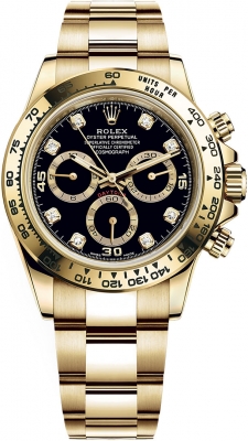 Rolex Cosmograph Daytona Yellow Gold 116508 Black Diamond watch