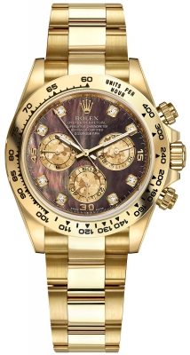 Buy this new Rolex Cosmograph Daytona Yellow Gold 116508 Black MOP Gold Crystals Diamond Oyster mens watch for the discount price of £41,000.00. UK Retailer.