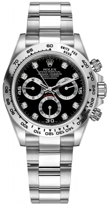 Rolex Cosmograph Daytona White Gold 116509 Black Diamond Oyster watch