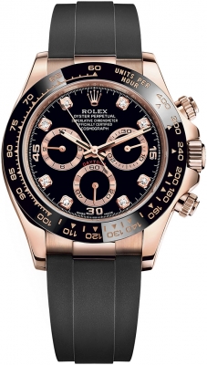 Buy this new Rolex Cosmograph Daytona Everose Gold 116515LN Black Diamond Oysterflex mens watch for the discount price of £50,000.00. UK Retailer.