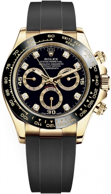 Rolex Cosmograph Daytona Yellow Gold 116518LN Black Diamond Oysterflex watch
