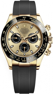 Rolex Cosmograph Daytona Yellow Gold 116518LN Champagne Black Oysterflex watch