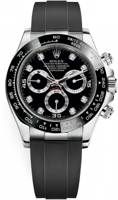 Rolex Cosmograph Daytona White Gold 116519LN Black Diamond Oysterflex watch