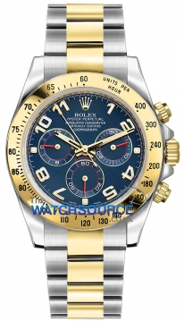 Buy this new Rolex Cosmograph Daytona Steel and Gold 116523 Blue Arabic mens watch for the discount price of £12,380.00. UK Retailer.