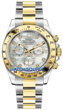 Buy this new Rolex Cosmograph Daytona Steel and Gold 116523 White MOP Diamond mens watch for the discount price of £15,840.00. UK Retailer.