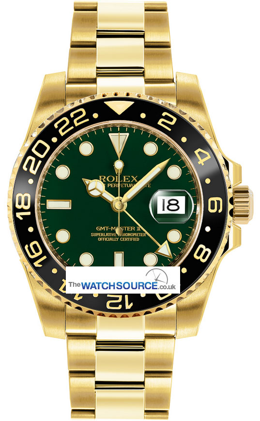 rolex gmt master ii gold green face price