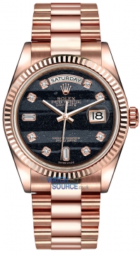 Buy this new Rolex Day-Date 36mm Everose Gold Fluted Bezel 118235 Ferrite Diamond President midsize watch for the discount price of £33,905.00. UK Retailer.
