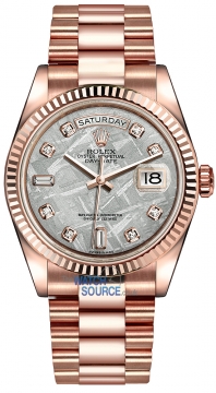 Buy this new Rolex Day-Date 36mm Everose Gold Fluted Bezel 118235 Meteorite Diamond President midsize watch for the discount price of £33,905.00. UK Retailer.