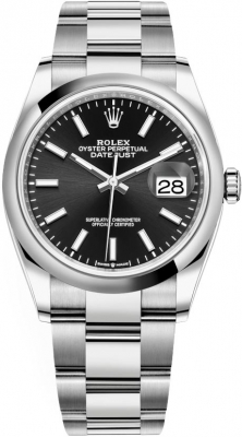 Buy this new Rolex Datejust 36mm Stainless Steel 126200 Black Index Oyster midsize watch for the discount price of £8,900.00. UK Retailer.