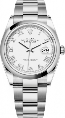 Rolex Datejust 36mm Stainless Steel 126200 White Roman Oyster watch