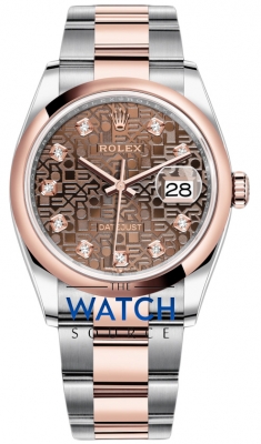 Rolex Datejust 36mm Stainless Steel and Rose Gold 126201 Jubilee Chocolate Diamond Oyster watch