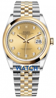 Rolex Datejust 36mm Stainless Steel and Yellow Gold 126203 Champagne Diamond Jubilee watch