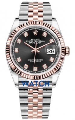 Buy this new Rolex Datejust 36mm Stainless Steel and Rose Gold 126231 Black Diamond Jubilee ladies watch for the discount price of £15,300.00. UK Retailer.