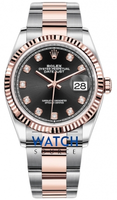 Buy this new Rolex Datejust 36mm Stainless Steel and Rose Gold 126231 Black Diamond Oyster ladies watch for the discount price of £14,700.00. UK Retailer.