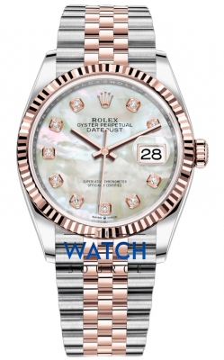Buy this new Rolex Datejust 36mm Stainless Steel and Rose Gold 126231 MOP Diamond Jubilee ladies watch for the discount price of £16,050.00. UK Retailer.