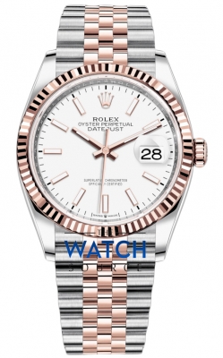 Buy this new Rolex Datejust 36mm Stainless Steel and Rose Gold 126231 White Index Jubilee ladies watch for the discount price of £13,300.00. UK Retailer.