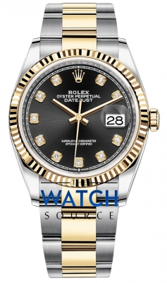 Buy this new Rolex Datejust 36mm Stainless Steel and Yellow Gold 126233 Black Diamond Oyster ladies watch for the discount price of £13,900.00. UK Retailer.