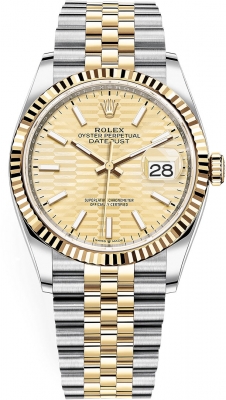 Buy this new Rolex Datejust 36mm Stainless Steel and Yellow Gold 126233 Golden Fluted Jubilee ladies watch for the discount price of £14,500.00. UK Retailer.