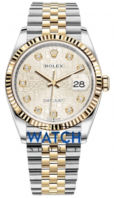 Buy this new Rolex Datejust 36mm Stainless Steel and Yellow Gold 126233 Jubilee Silver Diamond Jubilee ladies watch for the discount price of £14,500.00. UK Retailer.