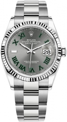 Buy this new Rolex Datejust 36mm Stainless Steel 126234 Slate Roman Oyster midsize watch for the discount price of £9,500.00. UK Retailer.