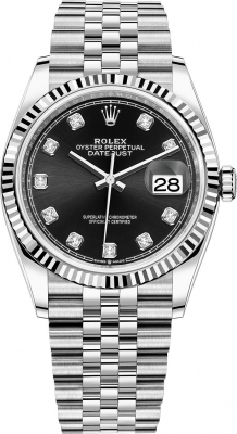 Buy this new Rolex Datejust 36mm Stainless Steel 126234 Black Diamond Jubilee midsize watch for the discount price of £12,500.00. UK Retailer.