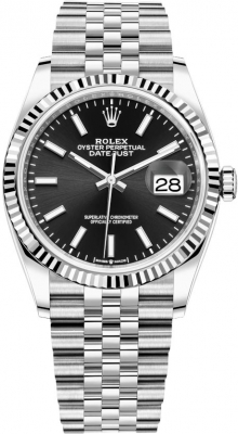 Buy this new Rolex Datejust 36mm Stainless Steel 126234 Black Index Jubilee midsize watch for the discount price of £10,300.00. UK Retailer.