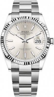 Buy this new Rolex Datejust 36mm Stainless Steel 126234 Silver Index Oyster midsize watch for the discount price of £10,100.00. UK Retailer.