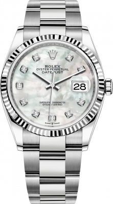 Rolex Datejust 36mm Stainless Steel 126234 White MOP Diamond Oyster watch