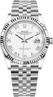 Rolex Datejust 36mm Stainless Steel 126234 White Roman Jubilee watch