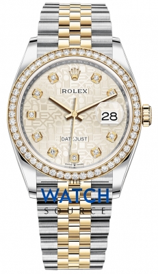Rolex Datejust 36mm Stainless Steel and Yellow Gold 126283RBR Jubilee Silver Diamond Jubilee watch