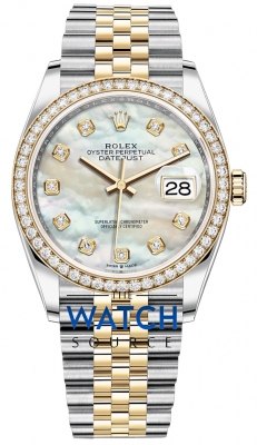 Rolex Datejust 36mm Stainless Steel and Yellow Gold 126283RBR MOP Diamond Jubilee watch