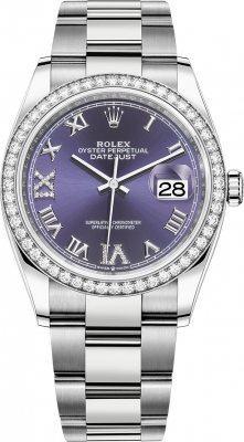 Rolex Datejust 36mm Stainless Steel 126284rbr Aubergine Roman VI IX Oyster watch