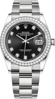 Rolex Datejust 36mm Stainless Steel 126284rbr Black Diamond Oyster watch