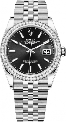 Rolex Datejust 36mm Stainless Steel 126284rbr Black Index Jubilee watch