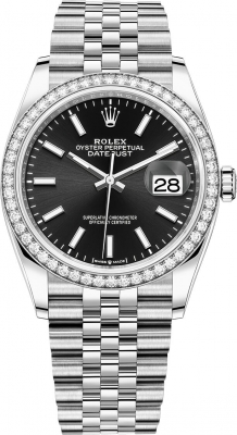 Buy this new Rolex Datejust 36mm Stainless Steel 126284rbr Black Index Jubilee midsize watch for the discount price of £15,900.00. UK Retailer.