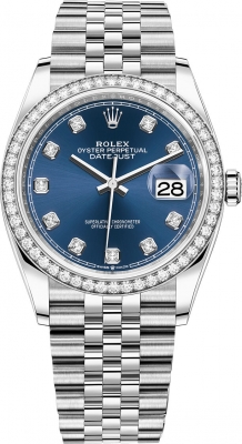 Buy this new Rolex Datejust 36mm Stainless Steel 126284rbr Blue Diamond Jubilee midsize watch for the discount price of £17,800.00. UK Retailer.