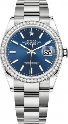 Rolex Datejust 36mm Stainless Steel 126284rbr Blue Index Oyster watch
