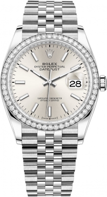 Buy this new Rolex Datejust 36mm Stainless Steel 126284rbr Silver Index Jubilee midsize watch for the discount price of £15,900.00. UK Retailer.