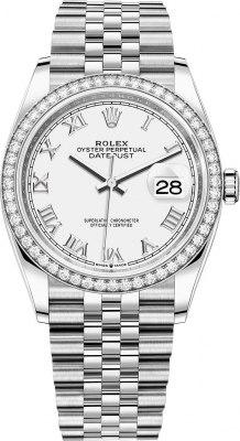 Rolex Datejust 36mm Stainless Steel 126284rbr White Roman Jubilee watch